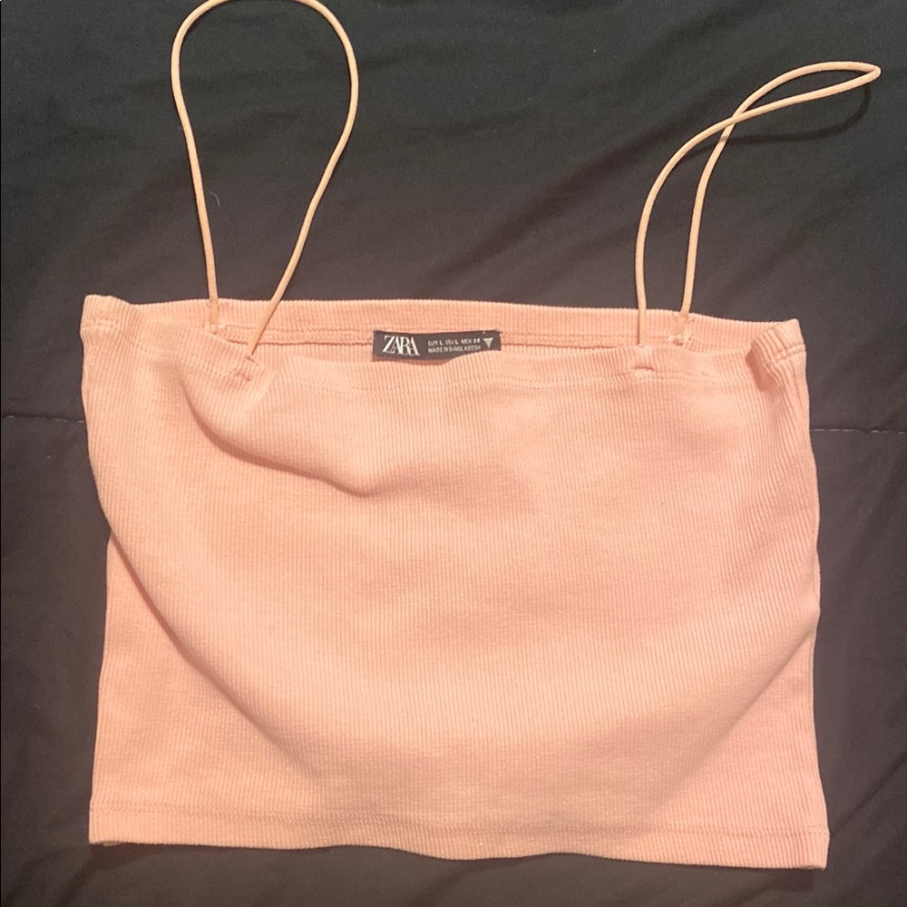 Zara Pink Sleeveless Fitted Crop Camisole